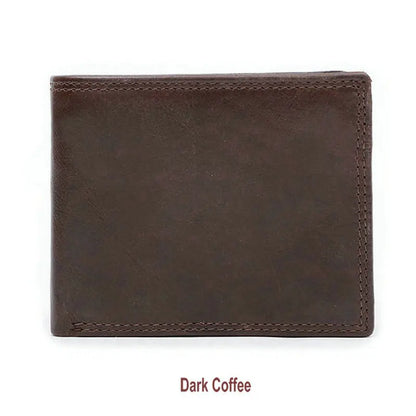 GENODERN Genuine Cow Leather Men’s Wallet with Coin Pocket – Vintage RFID Blocking Slim Male Purse Card Holder Leather Wallet