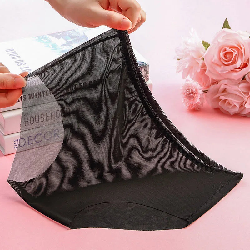 Women’s Full Transparent Panties – Sexy Seamless Ultra-Thin Mid-Rise Lace Briefs Lingerie Underwear
