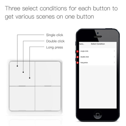 MOES 4-Gang Tuya ZigBee Wireless Scene Switch – Battery-Powered Smart Controller for Tuya Automation