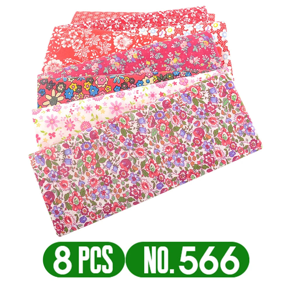 Teramila 7/8 Pcs Patchwork Quilt Fabrics Set - 30x30cm/25x25cm Cotton Sewing Cloth for Needlework and Handmade Projects