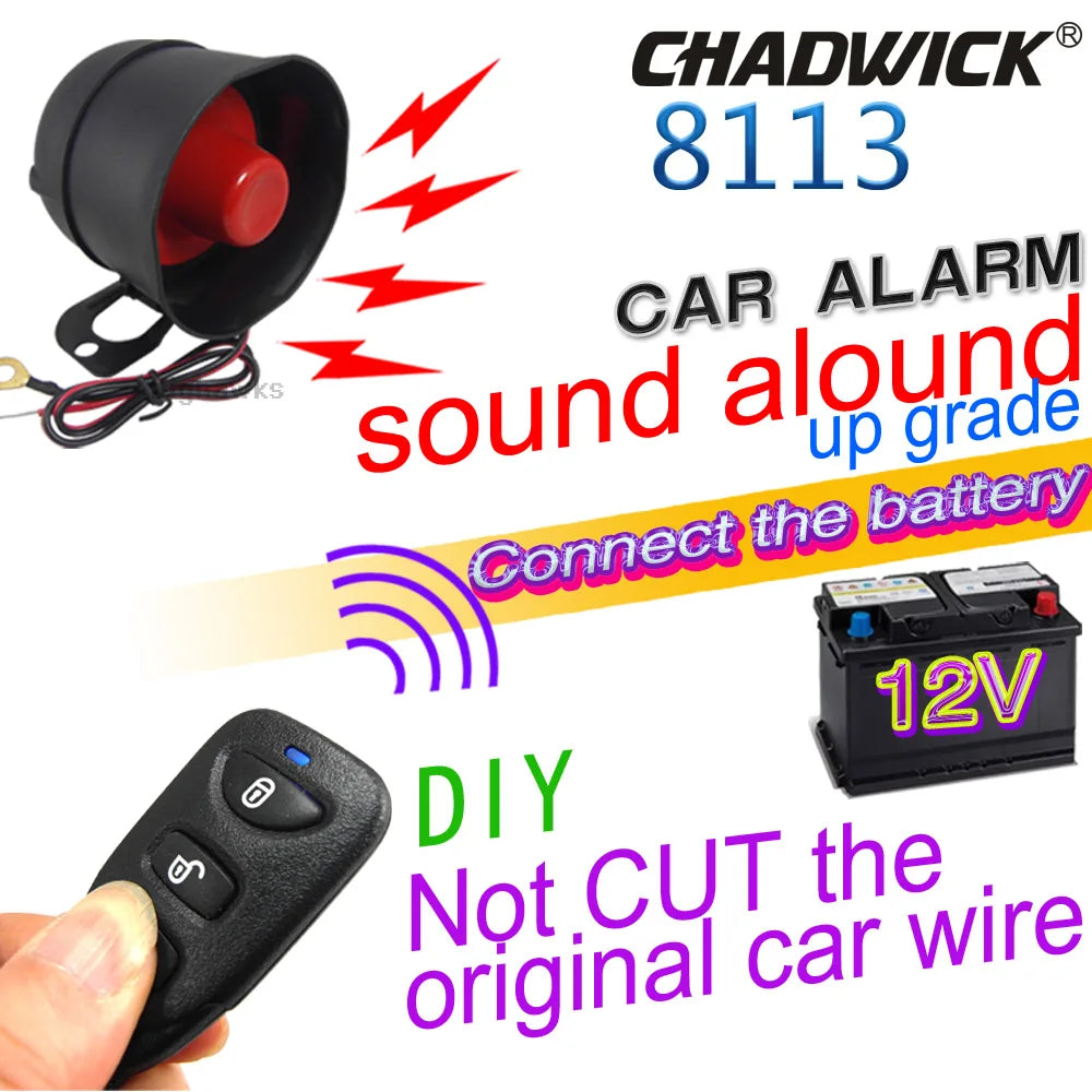 Universal 12V Car Alarm System – Anti-Theft Security Protection with 2 Remote Controls Auto Burglar Protection System