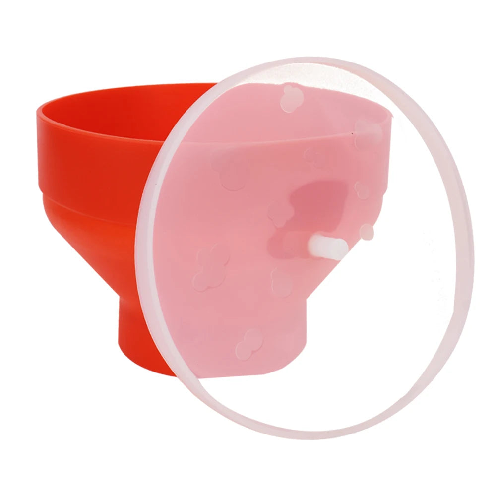 Red Silicone Microwave Popcorn Maker Bowl with Lid: DIY Popcorn Bucket, Chips, Fruit Dish - High-Quality Kitchen Easy Tools