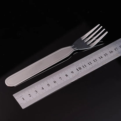 4 Piece Portable Stainless Steel Tableware Set - Foldable Knife, Spoon, Fork, and Utensil for Camping and Cooking