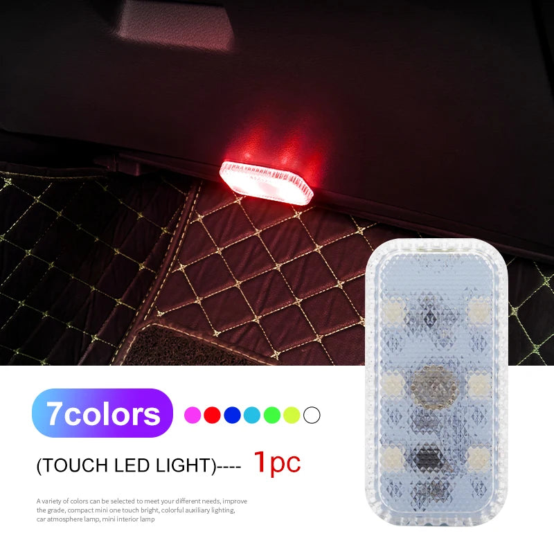 Mini LED Touch Light - USB Rechargeable Wireless Car Interior Reading & Ceiling Lamp