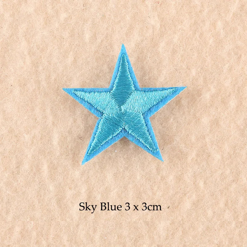 Stars Embroidered Iron-On Patches – Gold, Silver & Colorful Appliqué Stickers for Clothing, Jackets, Bags & DIY Craft Decoration