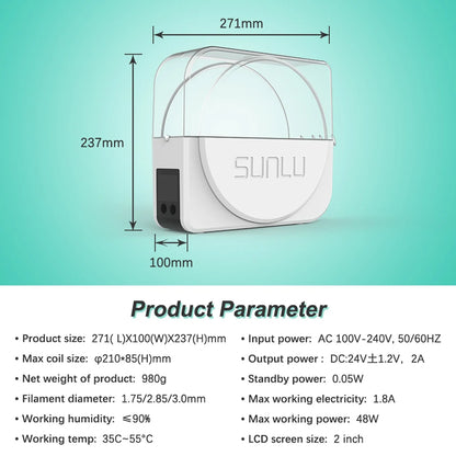 SUNLU S1+ 3D Filament Drying Box – Fila-Dryer Storage Holder for Dry Filament with Fast Heating