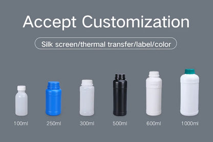 1000mL HDPE Refillable Plastic Bottle with Lid — Food Grade, Leakproof Container for Liquids, Agriculture & Pesticides, 1PCS
