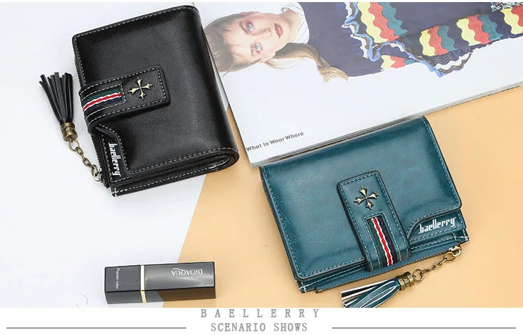 Fashion Small Leather Wallet for Women — Stylish Zipper & Hasp Card Holder, High-Quality Short Credit Card Purse