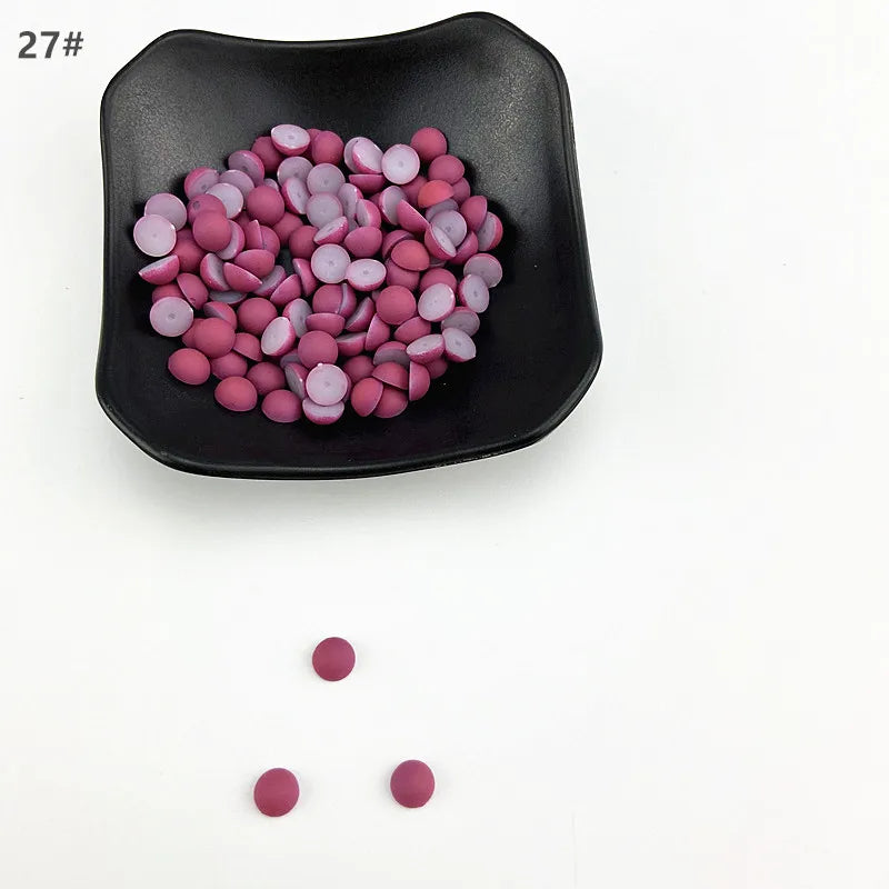 ABS Flat Half Round Beads - 6mm & 10mm Matte Plastic Beads for Clothing Accessories