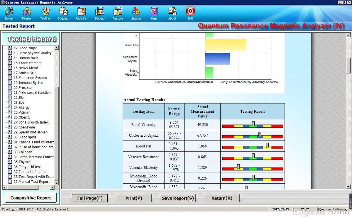 62-Report Quantum Magnetic Resonance Analyzer - Touchscreen Full-Body Analysis Machine with FIR Technology