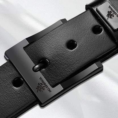Genuine Leather Men's Belt - High Quality Cowhide Buckle Jeans Belt Casual Business Cowboy Waistband Fashion Accessory