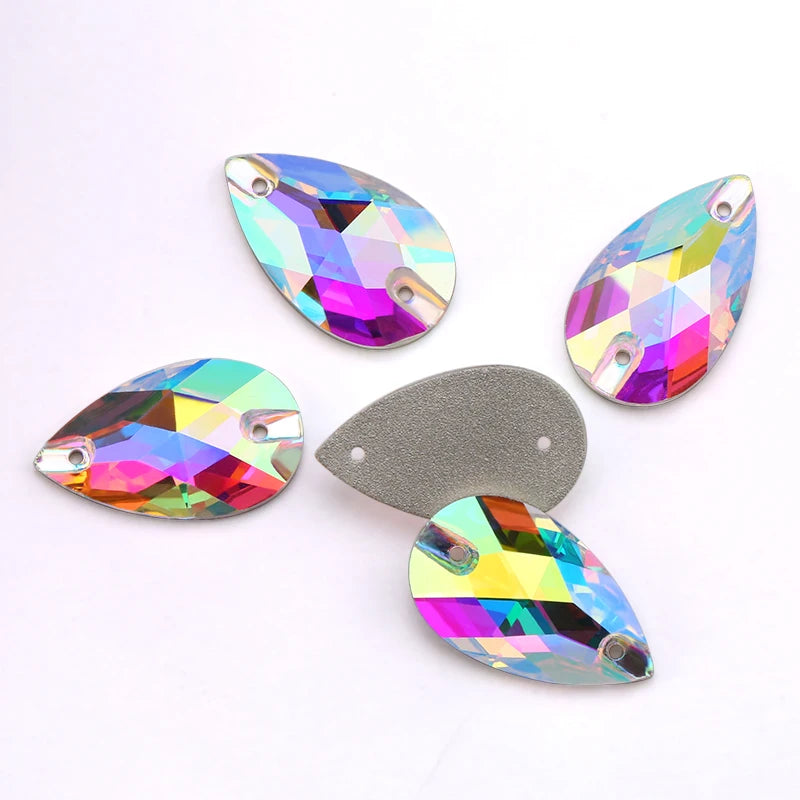 AAAAA Tear Drop Rhinestones — High-Quality Sew-On Stones for Dress, Bag, Garment & Shoe Decoration