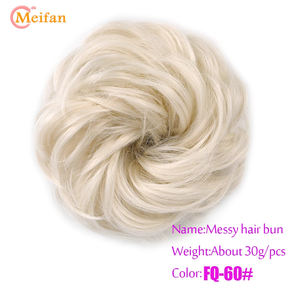 MEIFAN Synthetic Chignon Hair Bun – Elastic Rubber Band Clip-In Updo Ponytail Hair Extension for Women