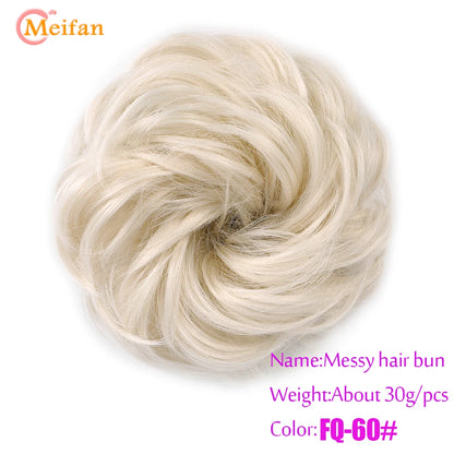 MEIFAN Synthetic Chignon Hair Bun – Elastic Rubber Band Clip-In Updo Ponytail Hair Extension for Women