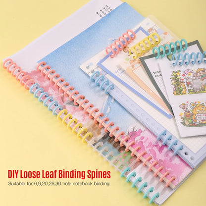 KW-trio 10pcs Plastic 30-Hole Loose Leaf Binders - Ring Binding Spines Combs, 85 Sheets Capacity for DIY Paper Notebook Album