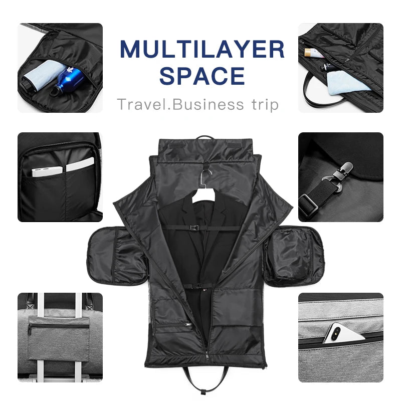 OZUKO Multifunction Men’s Travel Bag – Large Capacity Waterproof Suit Luggage Duffel with Shoe Pocket