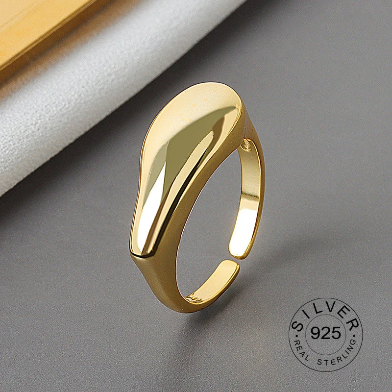 925 Sterling Silver Women’s Open Wave Ring – Irregular Wide Noodle Design Gift