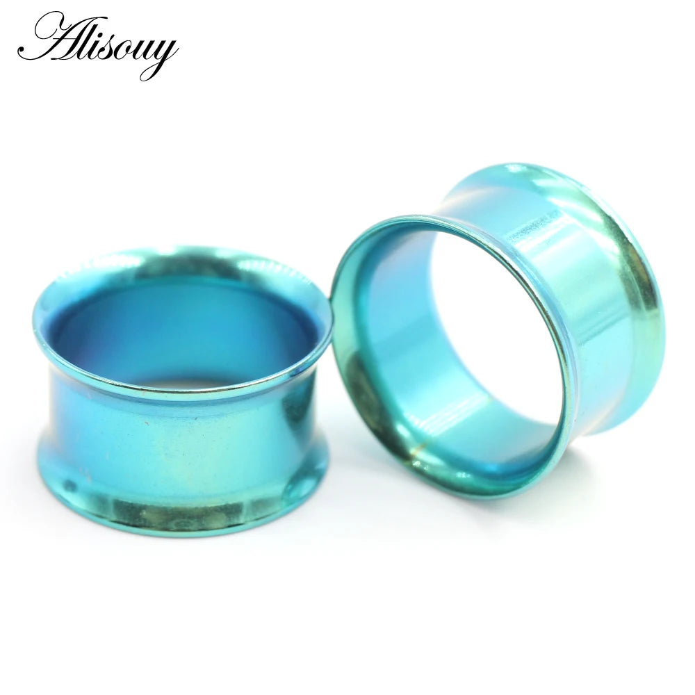 Alisouy Surgical Steel Ear Plug Kit - 2PCS No-Screw Fit Ear Gauges Tunnel Expanders for Body Piercing