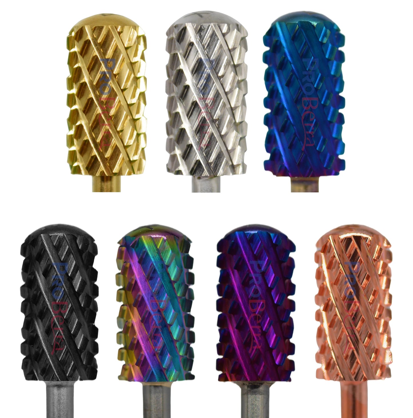 RolinStar 6.6 Large Barrel 4XC Nail Drill Bits – 7 Colors Gold, Silver, Dark Purple, Blue, Rainbow, Rose Gold Milling Tool