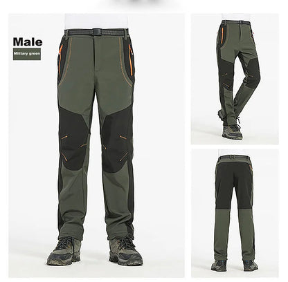 LNGXO Men’s Fleece Hiking Pants – Thick Warm Winter Waterproof & Windproof Soft Shell Ski, Trekking, and Camping Trousers