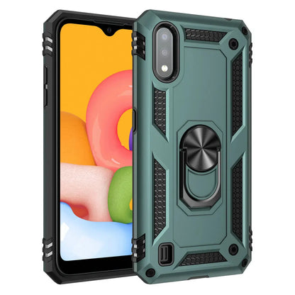 Shockproof Case for Samsung Galaxy A01, A02, A02S – Metal Ring Etui Back Cover Shell | Durable Protection