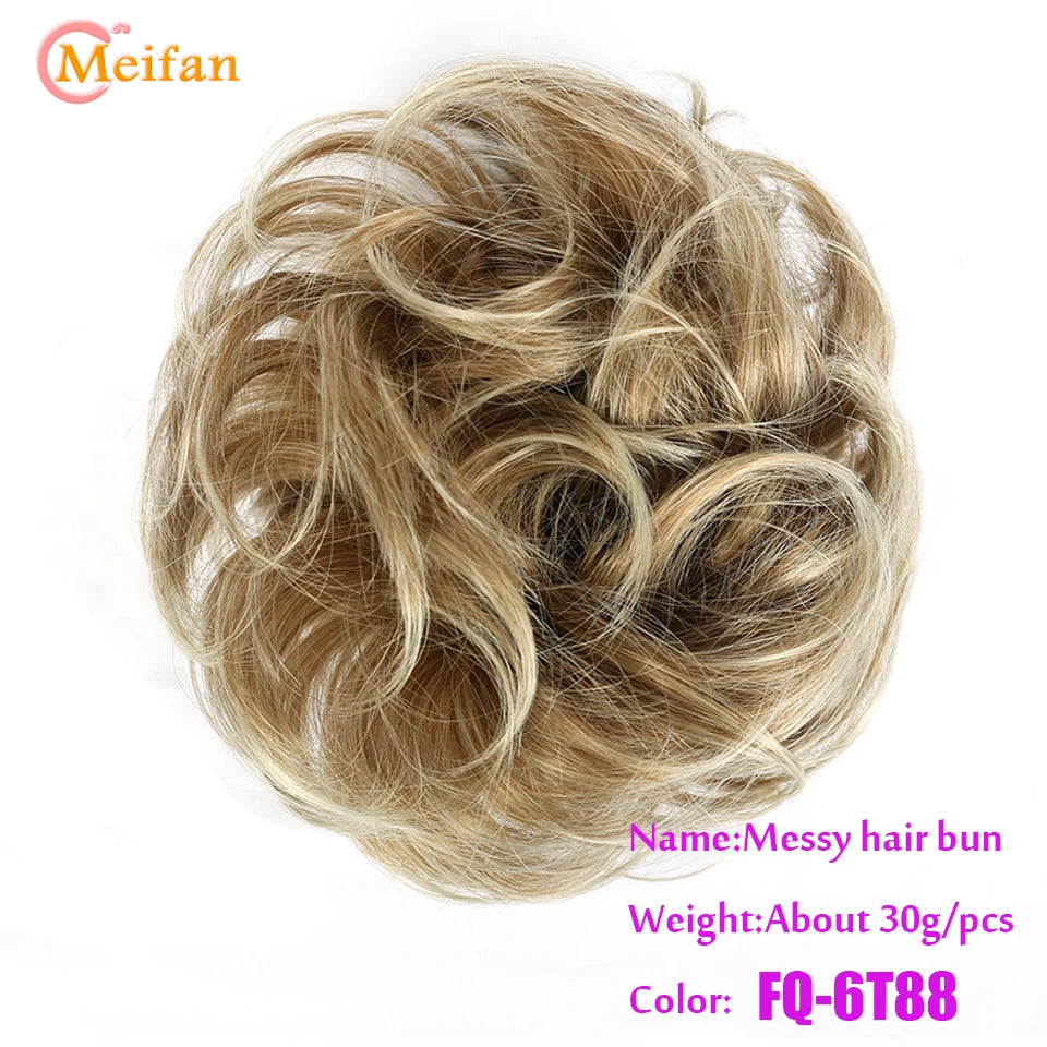 MEIFAN Synthetic Chignon Hair Bun – Elastic Rubber Band Clip-In Updo Ponytail Hair Extension for Women