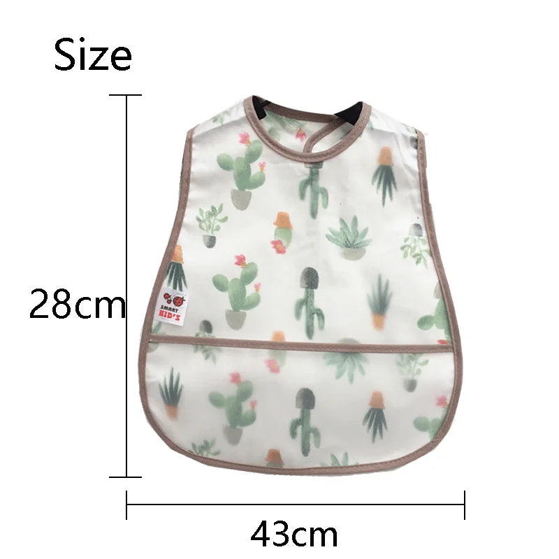 Adjustable Baby Bibs - Waterproof EVA Cotton Cartoon Feeding Bibs with Burp Cloth for Boys & Girls