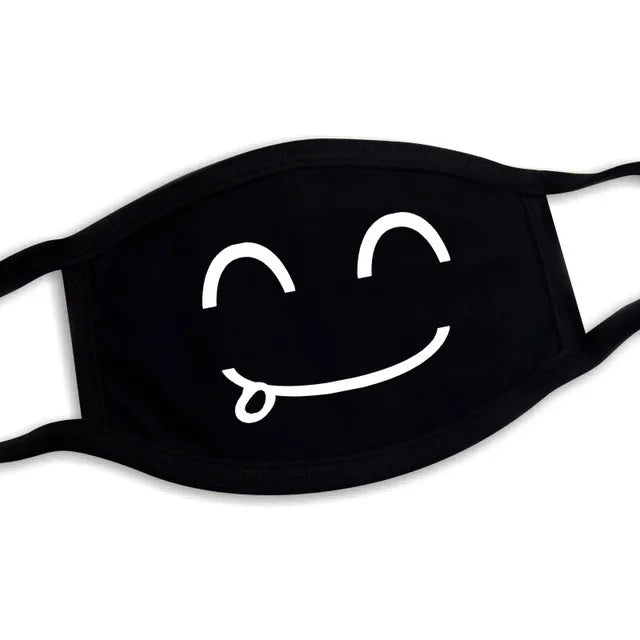 Kawaii Anime Expression Cotton Face Mask – Breathable Smile Mouth Muffle for Unisex Korean Style