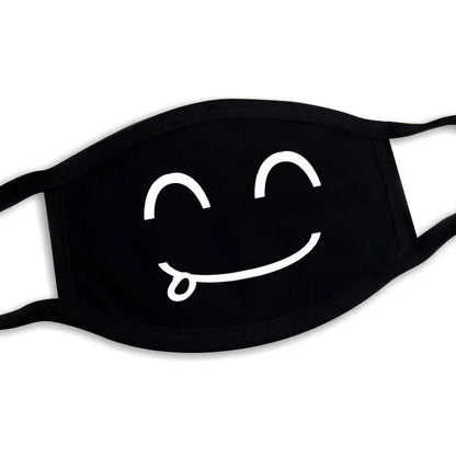 Kawaii Anime Expression Cotton Face Mask – Breathable Smile Mouth Muffle for Unisex Korean Style