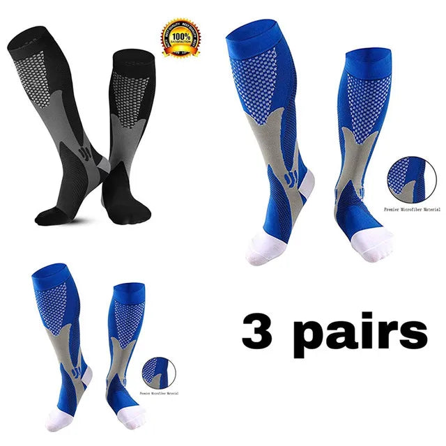 Men's Compression Sports Socks - Running, Cycling, Nursing, Varicose Veins Support, Outdoor Hiking Socks