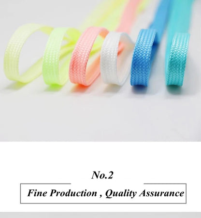 Luminous Flat Shoelaces - Glow in the Dark Fluorescent Sneaker & Canvas Shoe Laces, 80/100/120/140cm