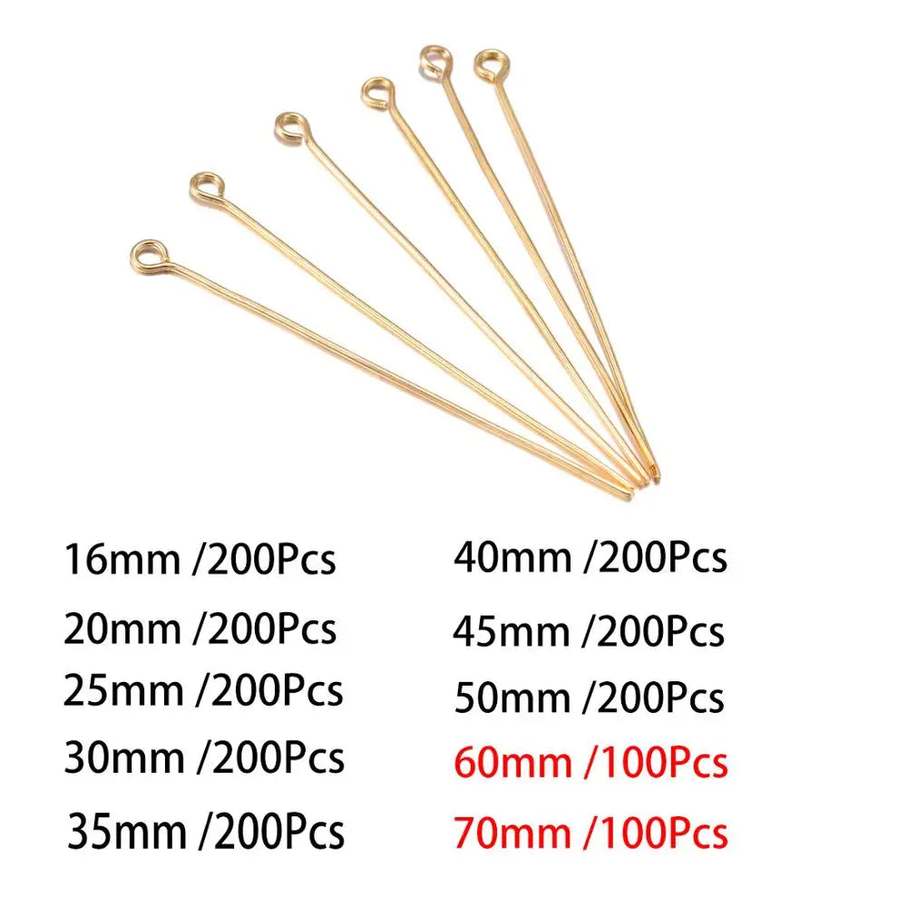Jewelry Eye Pins & Ball Head Pins - 100/200pcs DIY Findings for Earrings Bracelets Pendants 16-60mm Craft Making Supplies