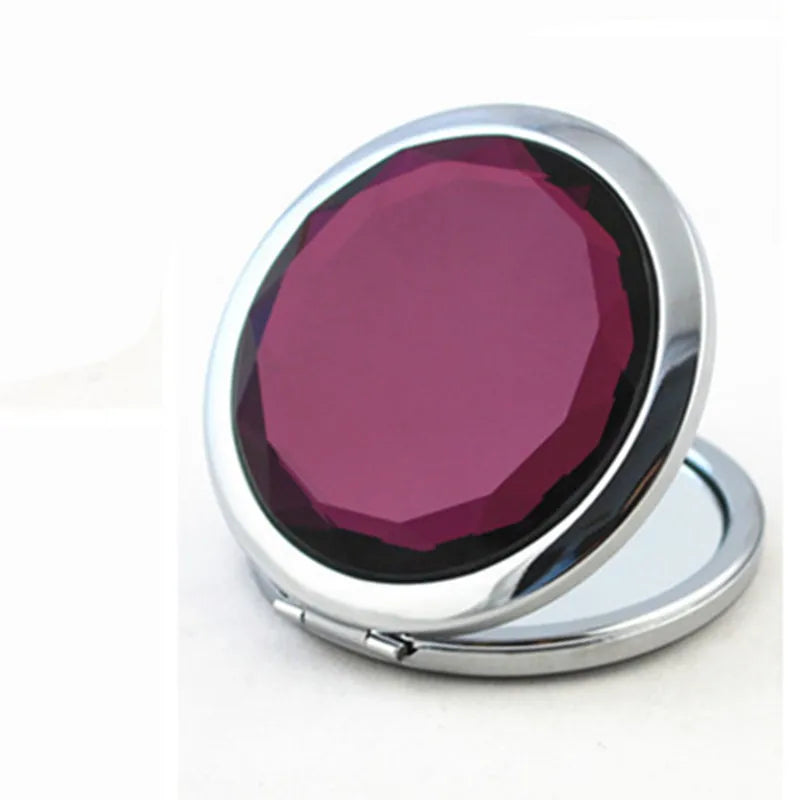 Luxury Crystal Folding Makeup Mirror - Portable Round Gold & Silver Pocket Compact Mirror, Personalized Beauty Gift