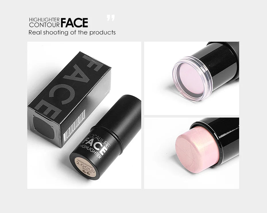 FOCALLURE Bronzer Highlighter Stick - Waterproof Body & Face Contour, Corrector & Illuminator Cream for Women's Makeup