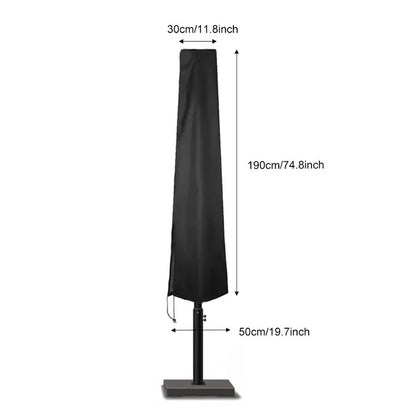 Waterproof 210D Black Patio Umbrella Cover – Durable Outdoor Parasol Protector with Zipper, Fits Market Umbrellas in 6 Sizes