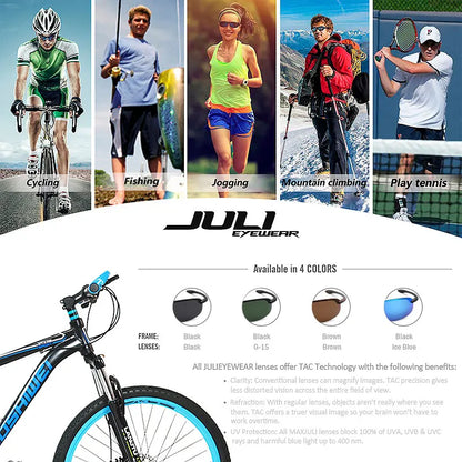 JULI Sports Sunglasses – TR90 Rimless Frame, UV400 Protection for Men & Women, Ideal for Cycling, Running, Fishing, Baseball, and Driving, Model 8001