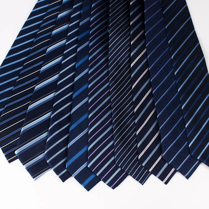 Classic Men's Necktie in Blue, Black, and Red - 8cm Striped and Plaid Ties for Business, Formal and Wedding Attire