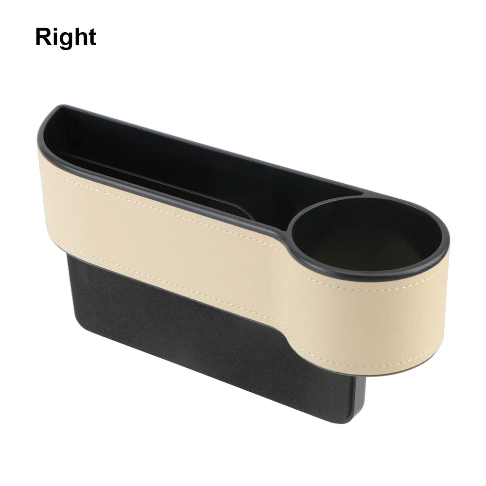 Universal PU Leather Car Seat Gap Organizer – Storage Box with Charging Hole, Phone, Bottle & Key Holder Auto Accessories