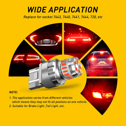 AUXITO 2PCS T20 7443 LED Bulbs – No Error Red & White Brake, Backup, Reverse, DRL Parking Lights