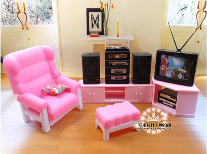 Barbie Doll Furniture Set – Miniature Playhouse Accessories for Fashion Dolls