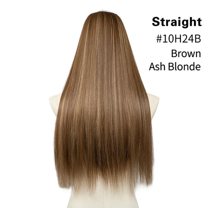Synthetic U-Part Clip-in Hair Extensions – Long, Straight, Thick Blonde Hairpieces (16, 20, 24 Inch)