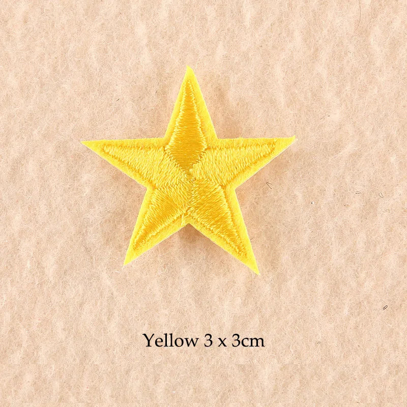 Stars Embroidered Iron-On Patches – Gold, Silver & Colorful Appliqué Stickers for Clothing, Jackets, Bags & DIY Craft Decoration