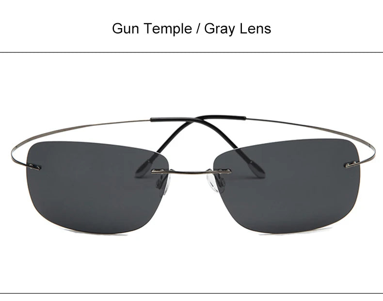 Krasivyy Rimless Square Polarized Sunglasses – Ultralight Pure Titanium, Brand Design for Men, Driving Sun Glasses, Oculos De Sol