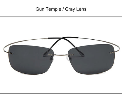 Krasivyy Rimless Square Polarized Sunglasses – Ultralight Pure Titanium, Brand Design for Men, Driving Sun Glasses, Oculos De Sol