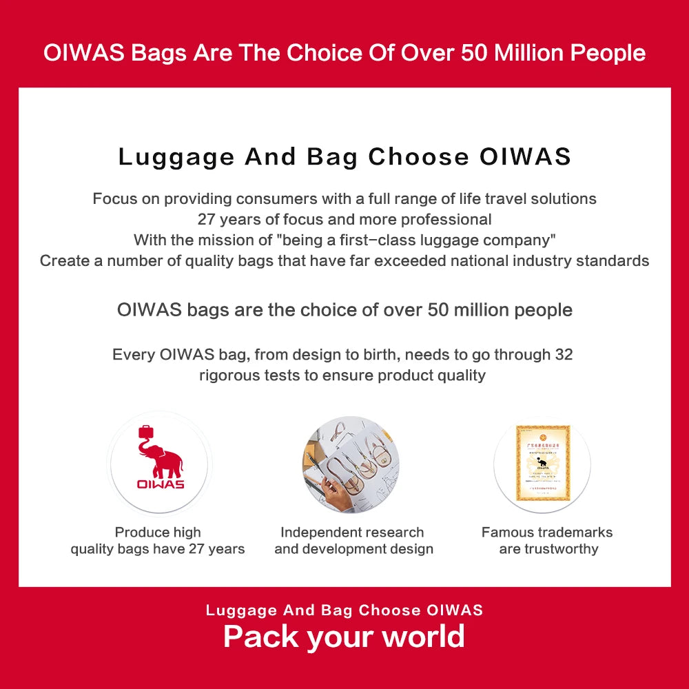 OIWAS 14" Laptop Backpack – 29L Waterproof Nylon School, Travel & Casual Bag for Teenagers & Men
