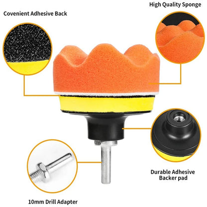 Car Polishing Sponge Pads Kit – Foam Buffer Waxing Pads for Scratch Removal, Auto & Motorcycle Paint Polishing and Detailing Tool Kit