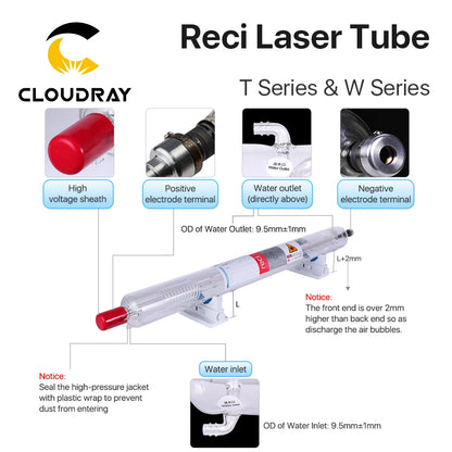 Cloudray CO2 Laser Tube - 90W-100W Reci W2 T2 Laser Engraving Cutting Machine Replacement Tube