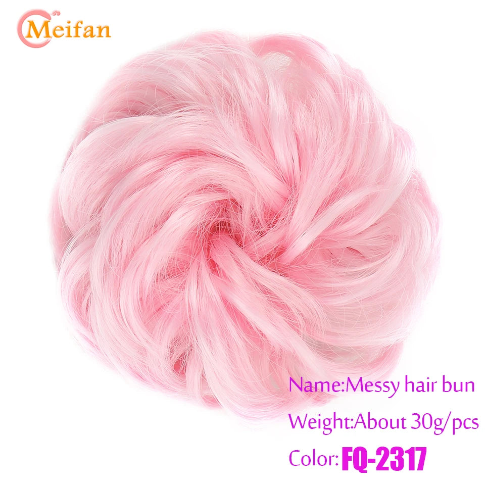MEIFAN Synthetic Chignon Hair Bun – Elastic Rubber Band Clip-In Updo Ponytail Hair Extension for Women