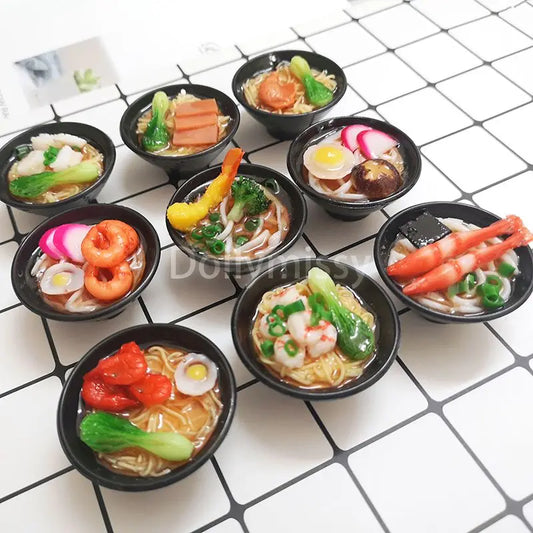 2PCS 1:6 Scale Miniature Japanese Seafood Noodles – Dollhouse Pretend Food for Blythe, Barbie, BJD & 1/6 Dolls Accessories