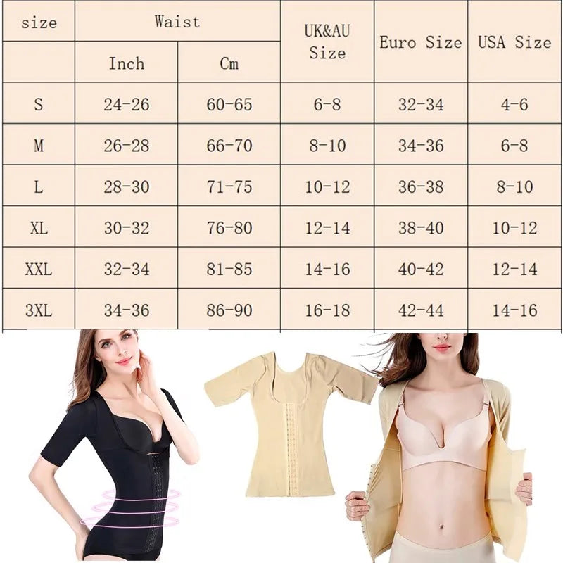Women’s Seamless Short Sleeve Shapewear Top – Tummy Control Waist Cincher Body Shaper Undershirt Blouse